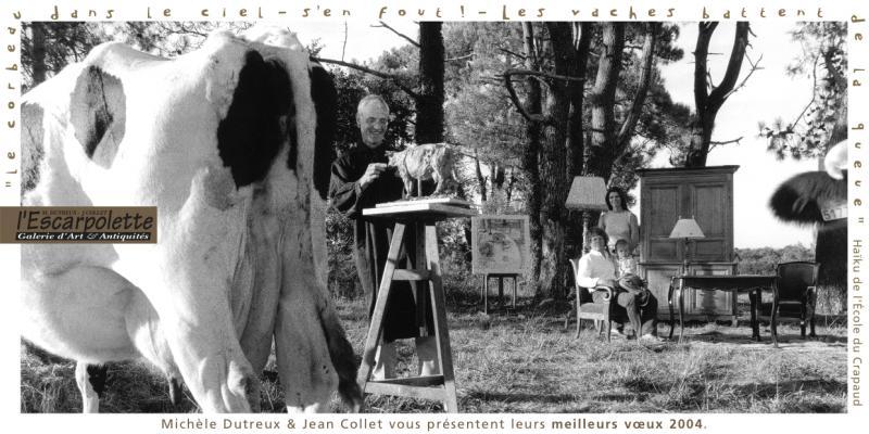 Les 15 ans de la galerie l'Escarpolette - Voeux 2004 avec le sculpteur Roch Vandromme