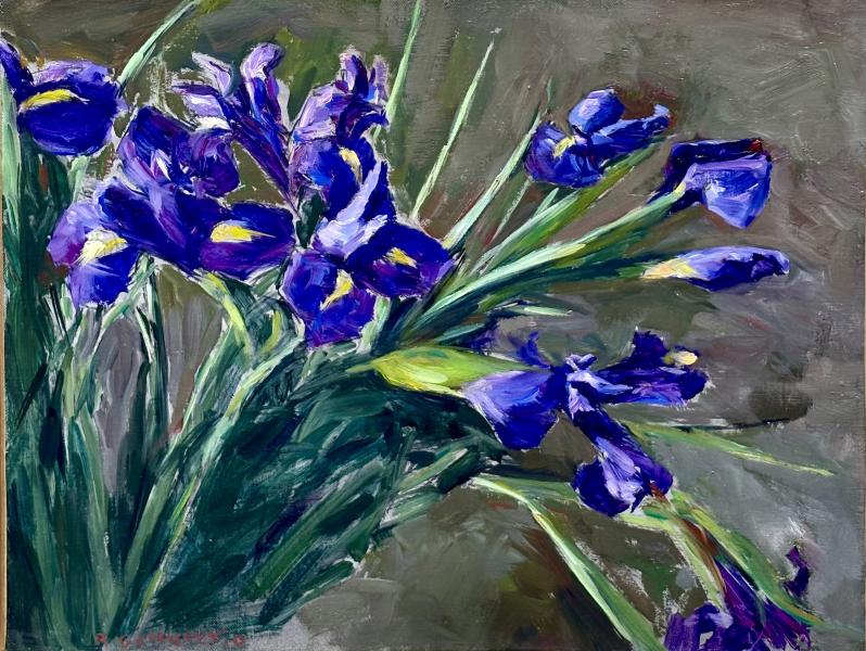 Assunta Genovesio - Les iris, HST 27/35cm