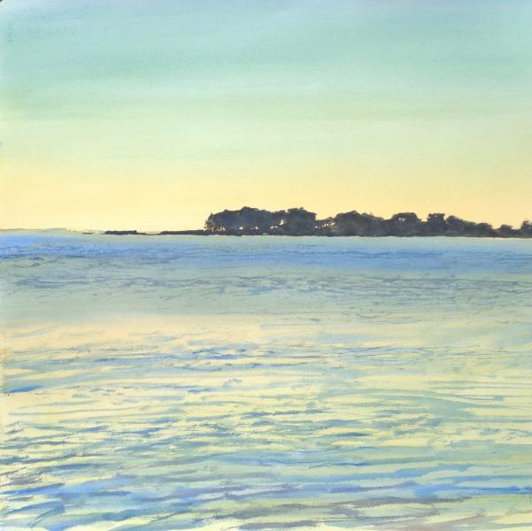 R&eacute;mi Hamoir - Le Golfe le soir, 67/67cm encadr&eacute;