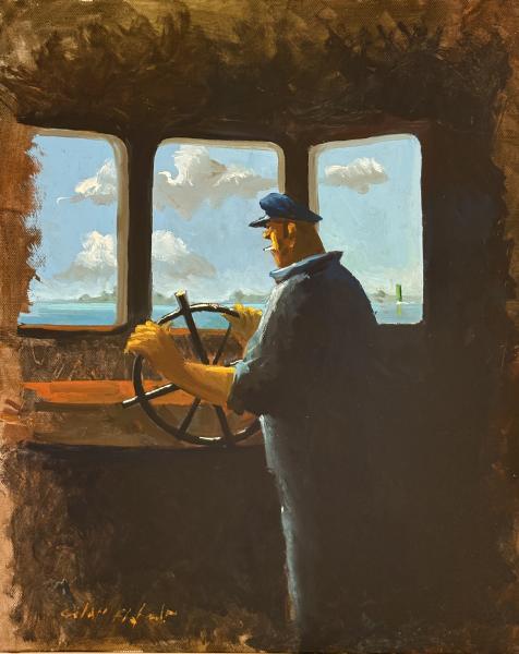 Gildas Flahault - "Le passeur 2" HST 33/41cm