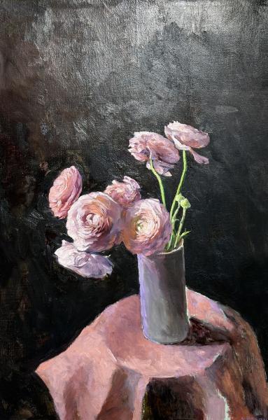 Assunta Genovesio - Les renoncules roses HST 54/82