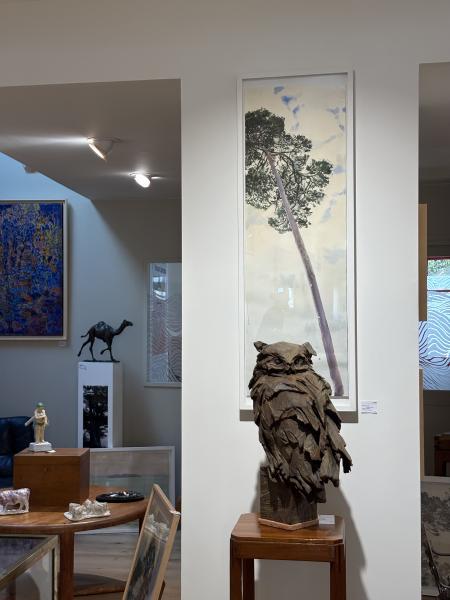 R&eacute;mi Hamoir - Arbre en vertical 24/123 cm encadr&eacute;