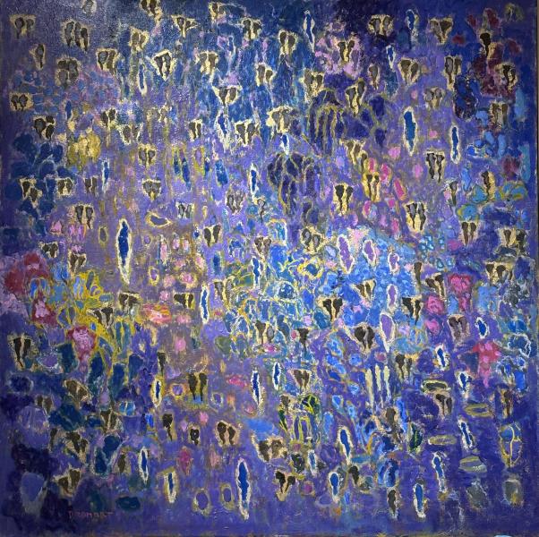 Jacques Dromart - Jardin bleu - HST 100/100 + Caisse am&eacute;ricaine