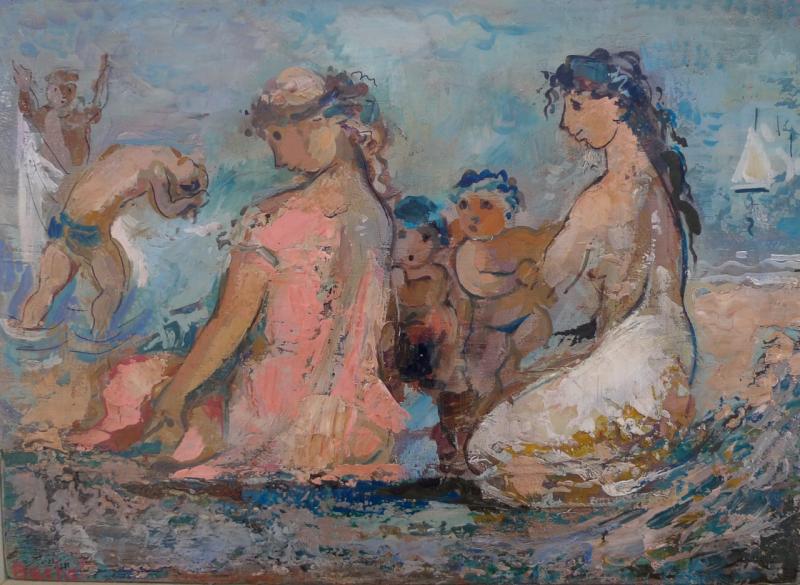 Jacqueline Bechet - Scène de plage - VENDU