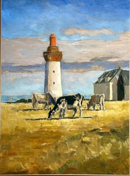 Assunta Genovesio - Phare et vaches - HST 54/73cm