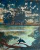 Gildas Flahault - "Un cormoran sur l'Aven, lever du jour" - HSPanneau 75/90 env.