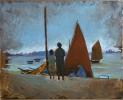 Gildas Flahault - "La causette" HST - 33/41cm