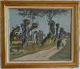 Pierre Lepage - Bretonne cheminant avec son enfant - HST - 55/46cm
